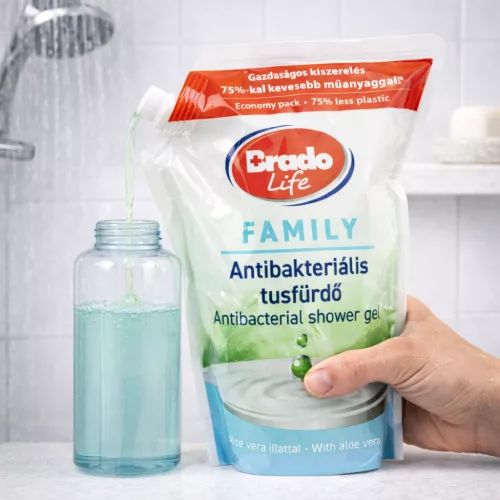 Bradolife antibakteriális tusfürdő Family 800 ml utántöltő