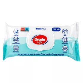 Bradolife alkoholos fertőtlenítő kendő 64 db kupakos