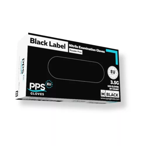 PPS Black Label fekete púdermentes nitril kesztyű 3,5 g 100 db