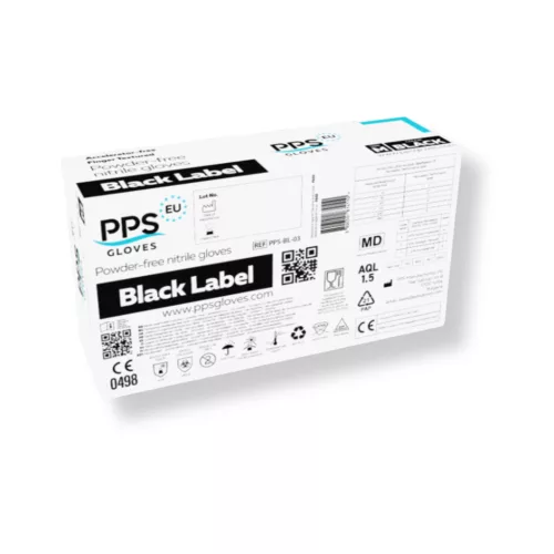 PPS Black Label fekete púdermentes nitril kesztyű 3,5 g 100 db