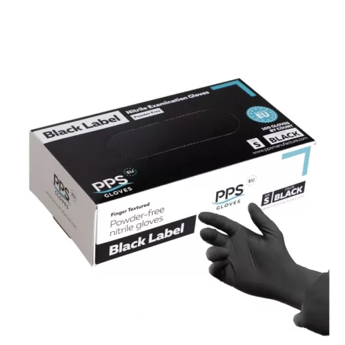 PPS Black Label fekete púdermentes nitril kesztyű 3,5 g 100 db
