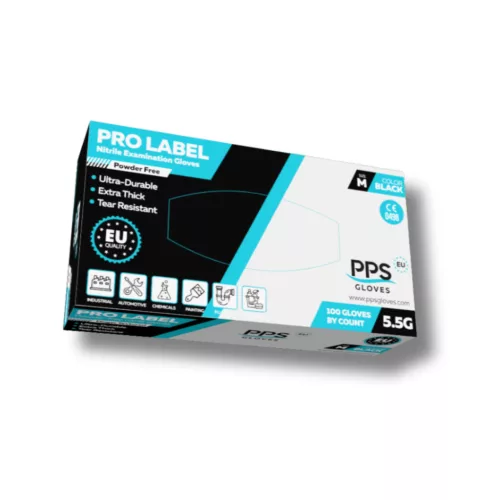 PPS Pro Label fekete púdermentes nitril kesztyű 5,5 g 100 db