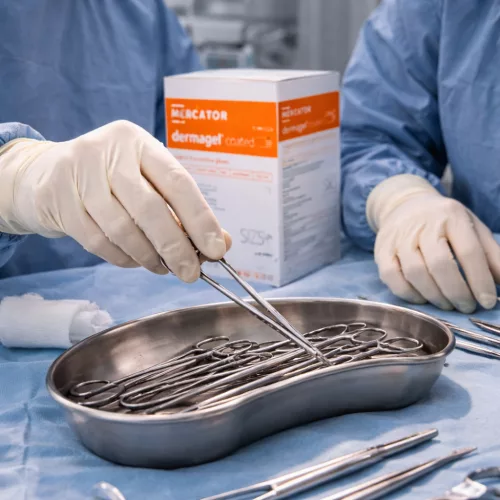 Mercator Dermagel Coated púdermentes latex sebészeti kesztyű 50 pár