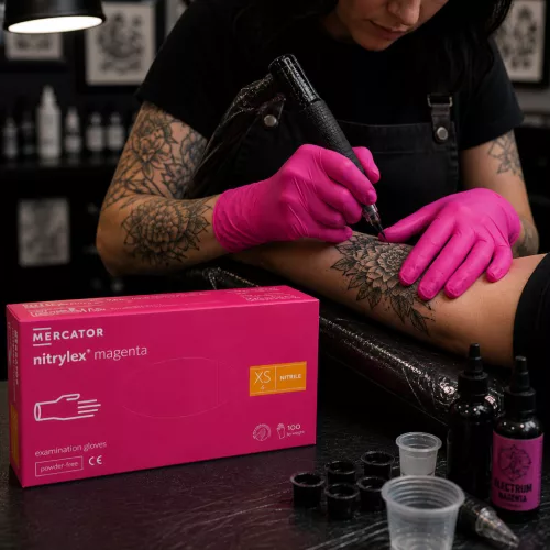Nitrylex magenta púdermentes nitril vizsgálókesztyű