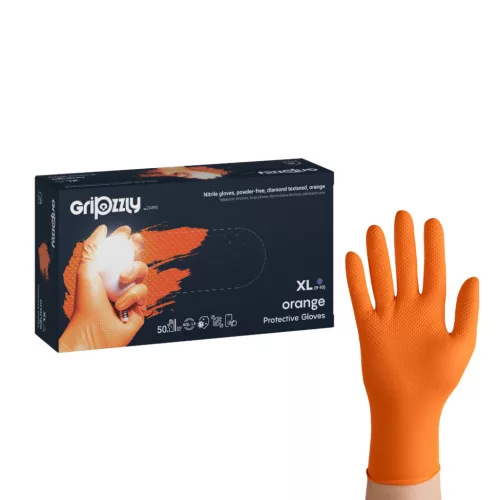 Gripzzly narancs nitril kesztyű 50 db S méret
