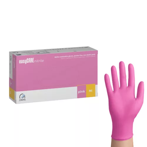 EasyCare Pink rózsaszín púdermentes nitril kesztyű 3,5 g 100 db XS méret