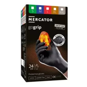 Mercator GoGrip One by One fekete púdermentes nitril kesztyű 100 db
