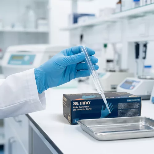 Setino kék púdermentes nitril vizsgálókesztyű 3,5 g