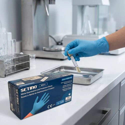 Setino kék púdermentes nitril vizsgálókesztyű 3,5 g